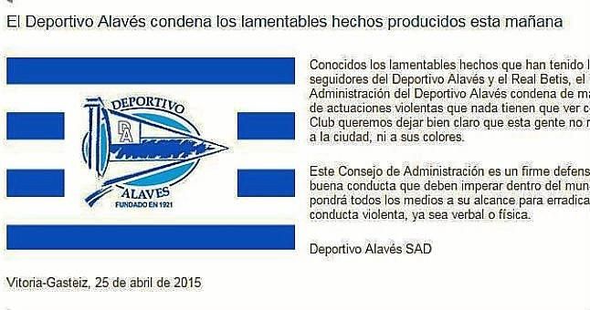 El Alavés condena la pelea de hinchas que "nada tiene que ver con el fútbol"