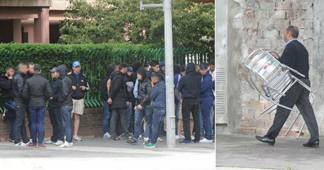Batalla campal entre aficionados del Alavés y Betis en Vitoria