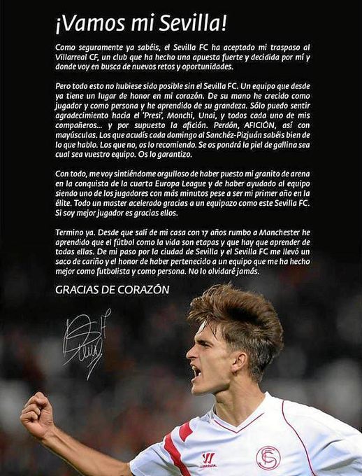 Denis Suárez se despide del sevillismo con una emotiva carta