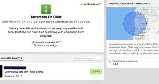 Facebook se preocupa por sus usuarios tras el terremoto de Chile