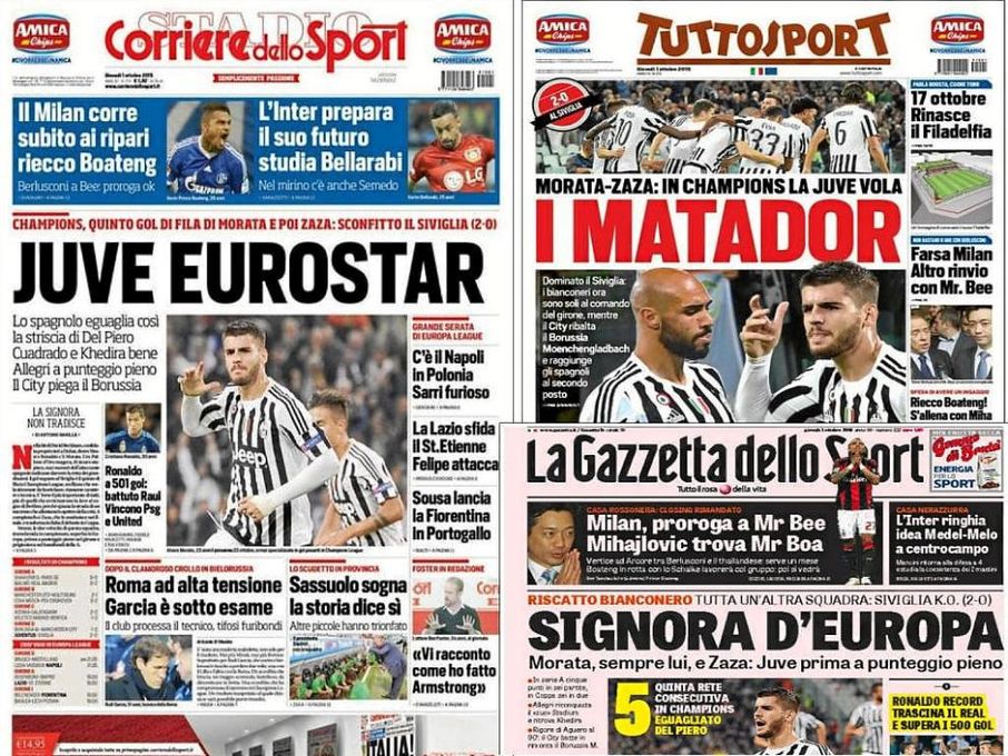 Morata, protagonista en la prensa italiana