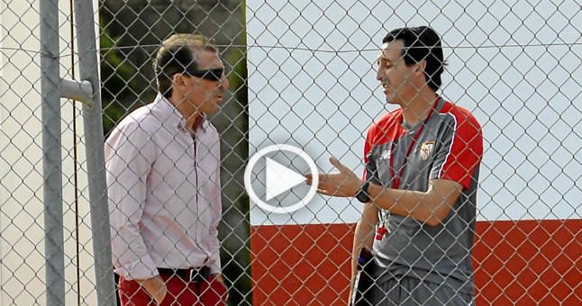(Vídeo) Intensa charla entre Emery, Óscar Arias y Monchi