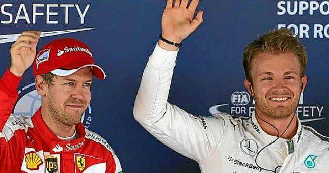 Rosberg y Vettel miran al segundo puesto