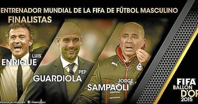 Luis Enrique, Guardiola y Sampaoli, los tres finalistas al Mejor Entrenador FIFA