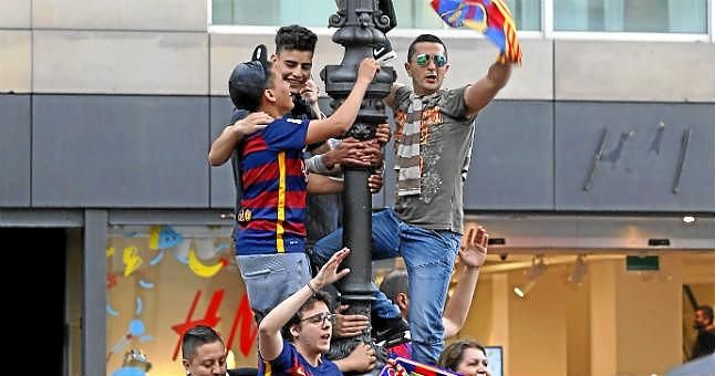 Dos detenidos durante la celebración de la Liga del Barça
