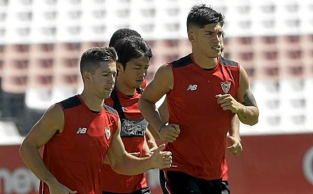El Sevilla FC entrenó tras llegar de Turín
