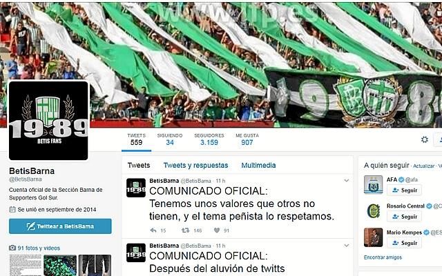Betis Barna se desvincula de la agresión a la peña sevillista
