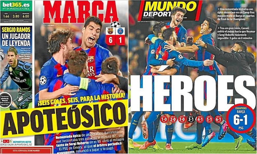 La prensa española pondera la apoteósica remontada del Barcelona