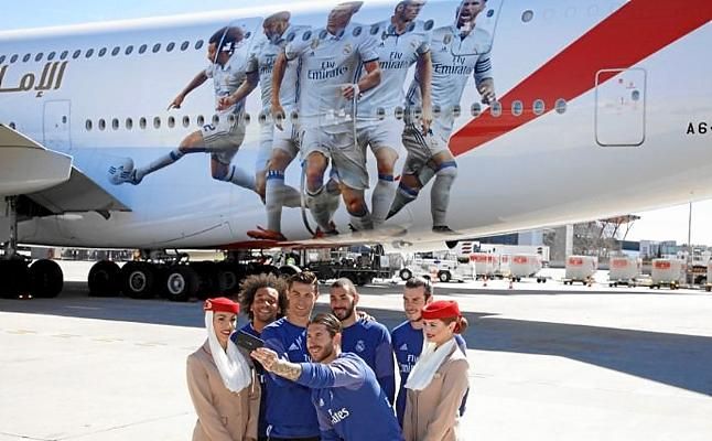 Cristiano, Bale, Ramos, Marcelo y Benzema, imagen del nuevo avión madridista