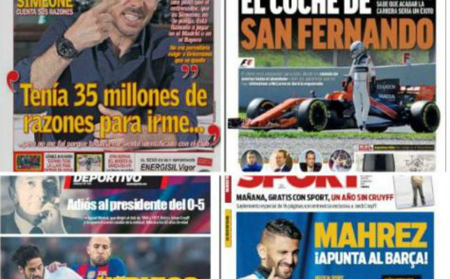 Mahrez, Isco, Alonso... las portadas de hoy