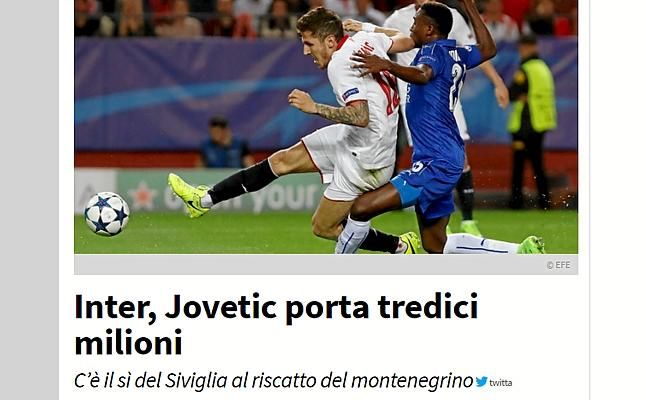 El Sevilla comprará a Jovetic, según Tuttosport