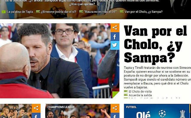 Olé, la AFA irá primero a por Simeone