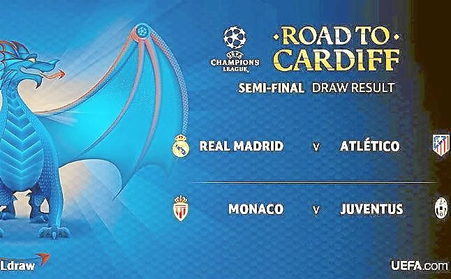 Real Madrid-Atlético y Mónaco-Juventus, semifinales de la Liga de Campeones