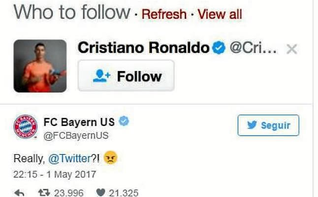 El Bayern, Cristiano y la sugerencia de Twitter