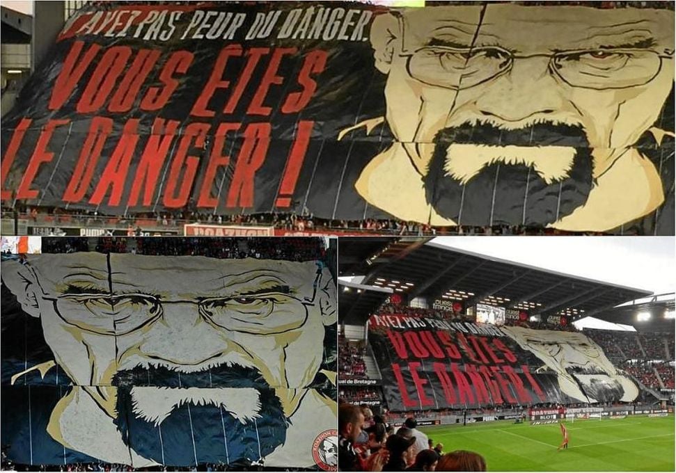 El espectacular tifo del Rennes a lo 'Breaking Bad' ante el Lyon