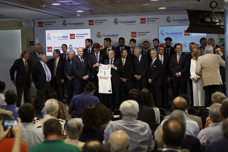 Florentino presenta a la Universidad Europea como patrocinador del baloncesto