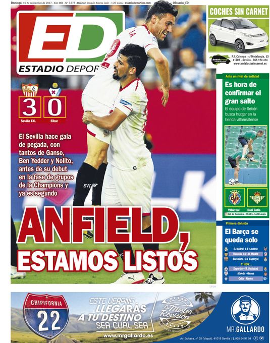 La portada de ESTADIO Deportivo de este domingo