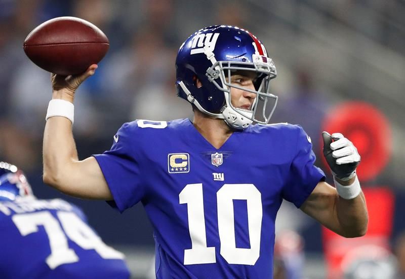Eli Manning verá rota su racha de partidos seguidos con los Giants