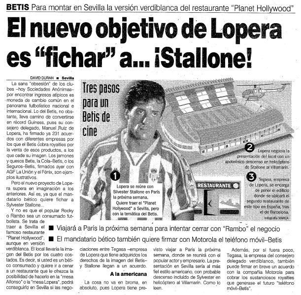 El día que Lopera intentó fichar a Stallone