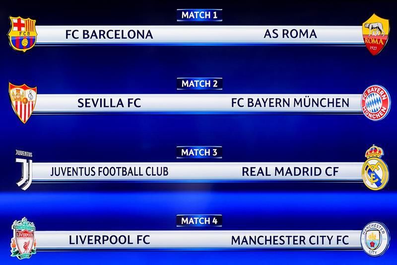 Barça-Roma, Sevilla-Bayern y Juventus-Real Madrid en cuartos