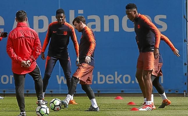 Messi participa en una parte del entrenamiento del equipo de Valverde