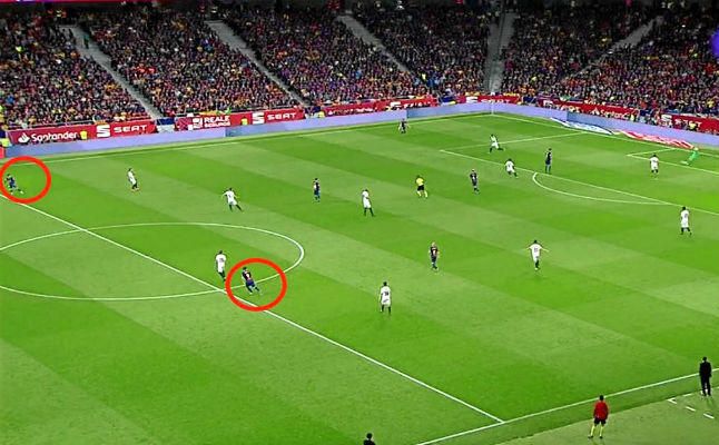 Coutinho  y Suárez parten de posición legal en el gol del Barça