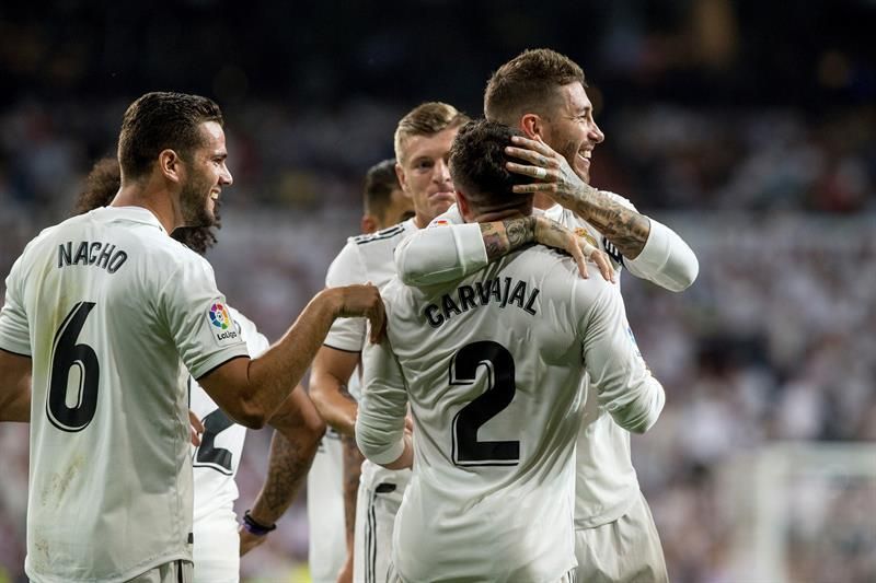 1-0. Carvajal da ventaja al Real Madrid al descanso