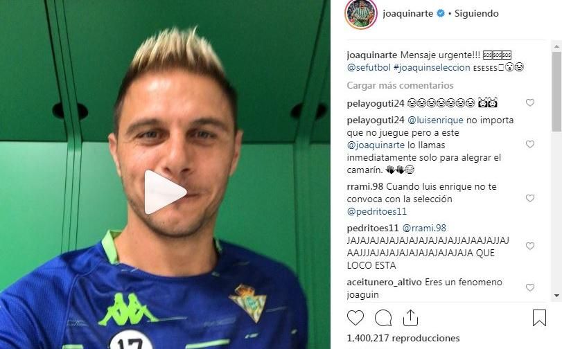 El mensaje de Joaquín a Luis Enrique, todo un fenómeno en RR.SS.