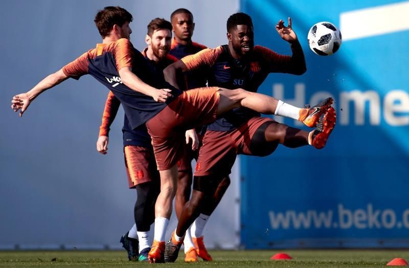 Messi y Umtiti se entrenan con normalidad; Dembélé hace trabajo específico