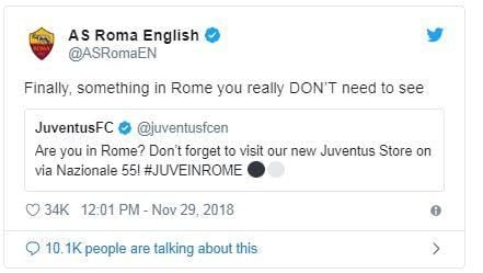 Zasca tremendo de la Roma a la Juventus en Twitter