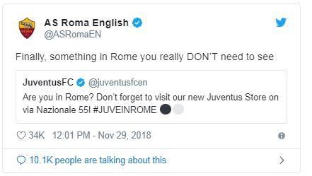 Zasca tremendo de la Roma a la Juventus en Twitter