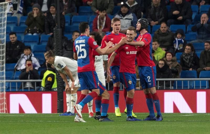 0-2. El CSKA sorprende en el Bernabéu al descanso