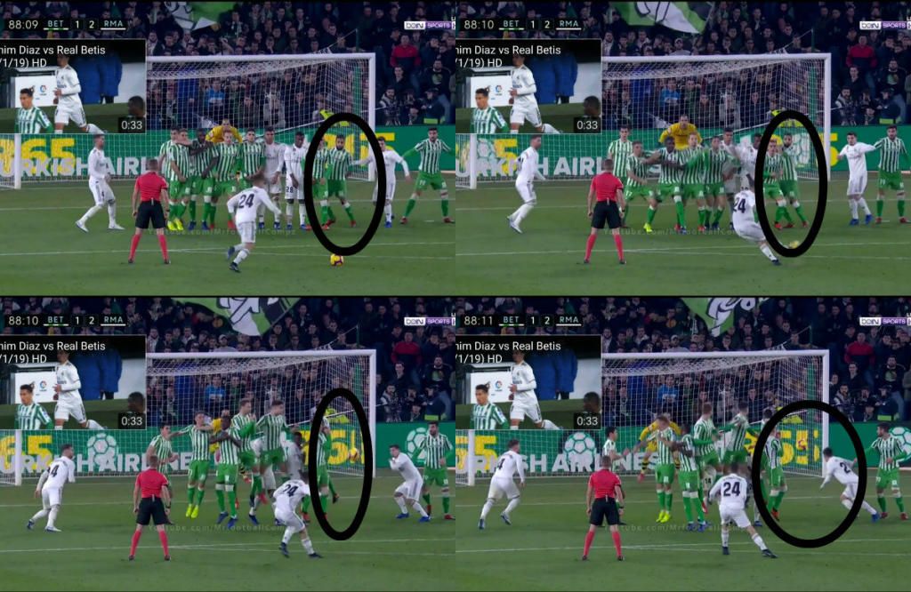 Boudebouz 'desapareció' de la barrera en el gol de Ceballos