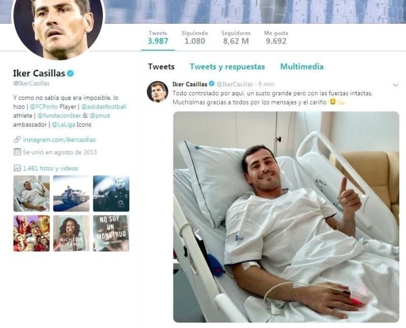 Iker Casillas evoluciona favorablemente y sin complicaciones