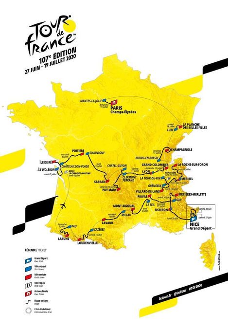 Etapas del Tour de Francia de 2020, que comenzará en Niza