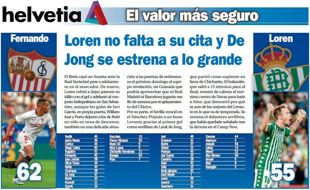 Loren no falta a su cita y De Jong se estrena a lo grande