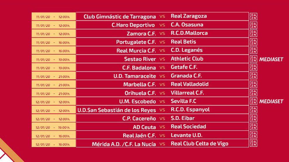 Horario y televisión de los partidos de Copa; el Escobedo-Sevilla, en abierto