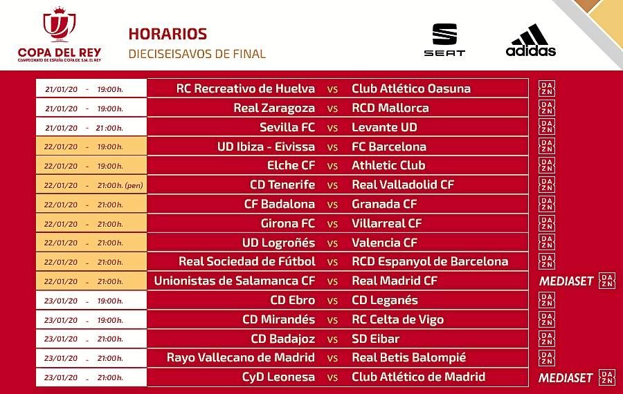 Horarios para el Sevilla-Levante y el Rayo-Betis de Copa del Rey