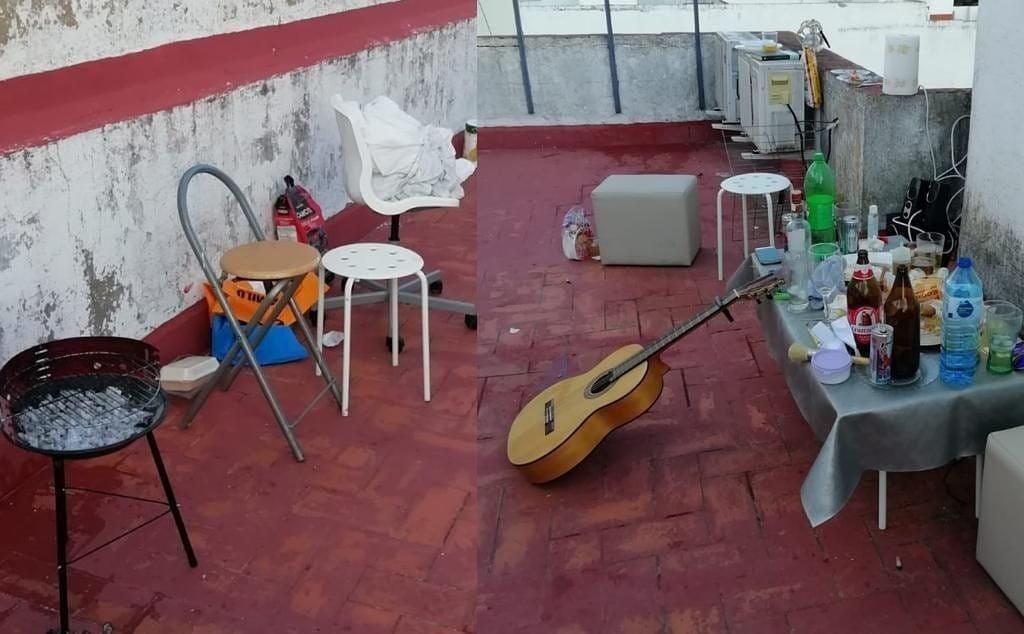 Denunciadas ocho personas en Camas por una barbacoa en una azotea incluso tocando la guitarra