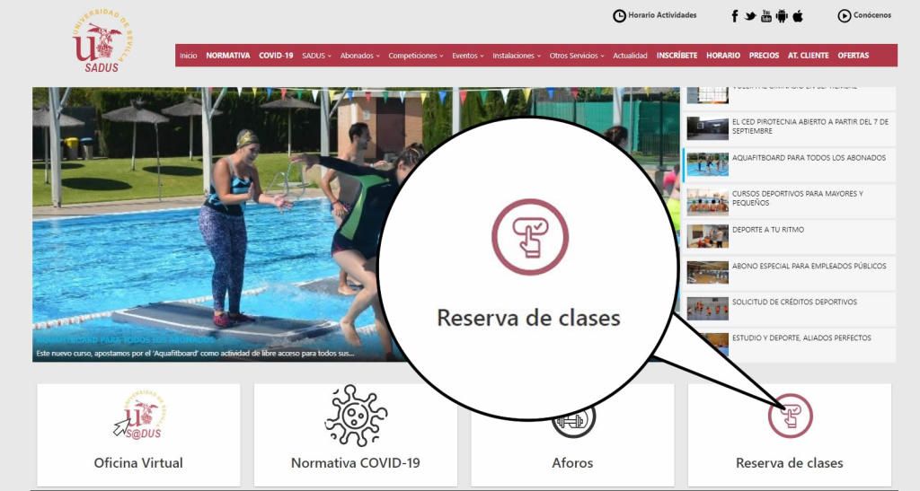 Reserva de clases deportivas online con el SADUS