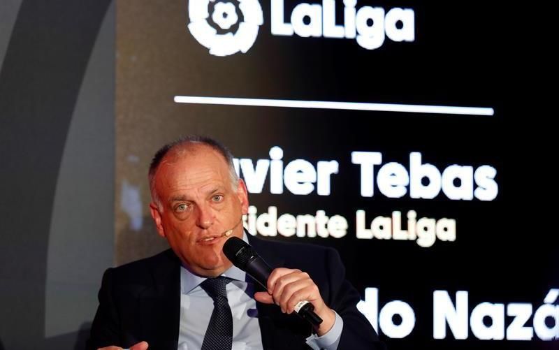 Tebas: "El tren de LaLiga sigue viajando incluso sin Cristiano ni Neymar"