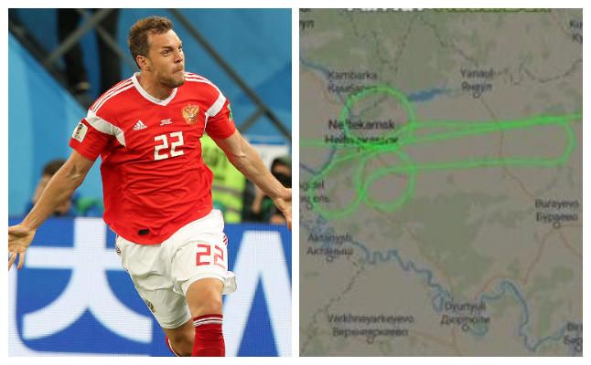 Dos pilotos dibujan un pene en el cielo como apoyo al jugador ruso Dzyuba
