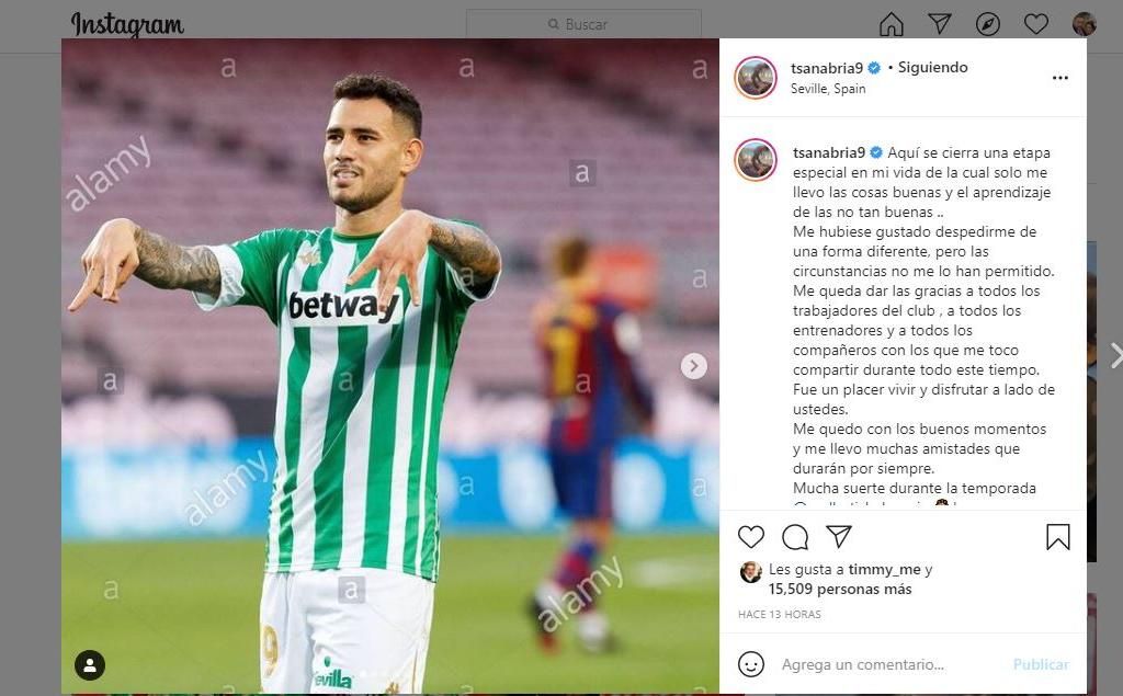 A Sanabria le habría gustado despedirse "de forma diferente" del Betis