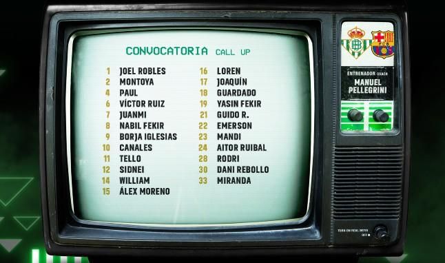 El Betis ofrece la convocatoria para recibir al Barcelona