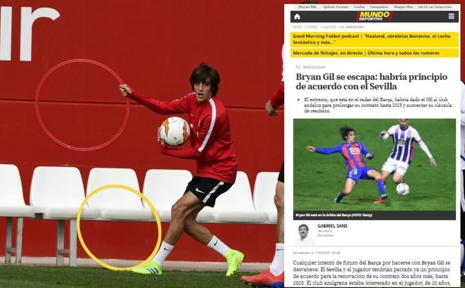 La nueva cláusula de Bryan Gil en el Sevilla asusta en Barcelona