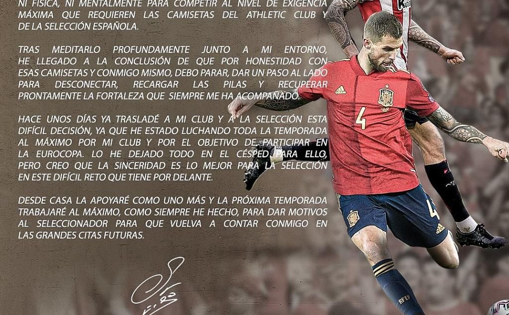 Iñigo Martínez renuncia a la Eurocopa: "Debo parar y recargar las pilas"