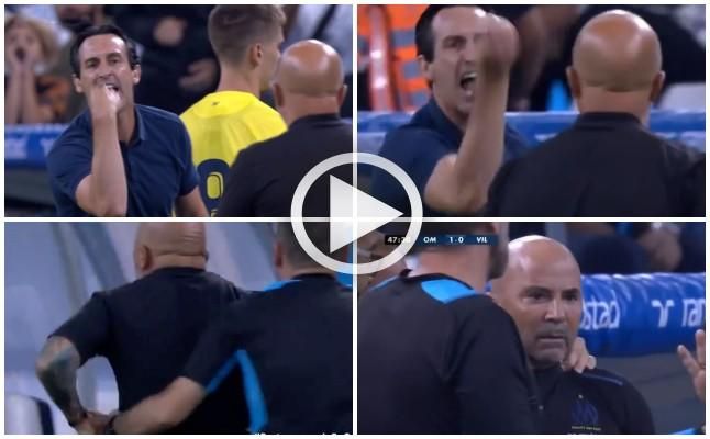 (Vídeo) El Marsella-Villarreal se calienta, Emery y Sampaoli se encaran y tienen que separarles