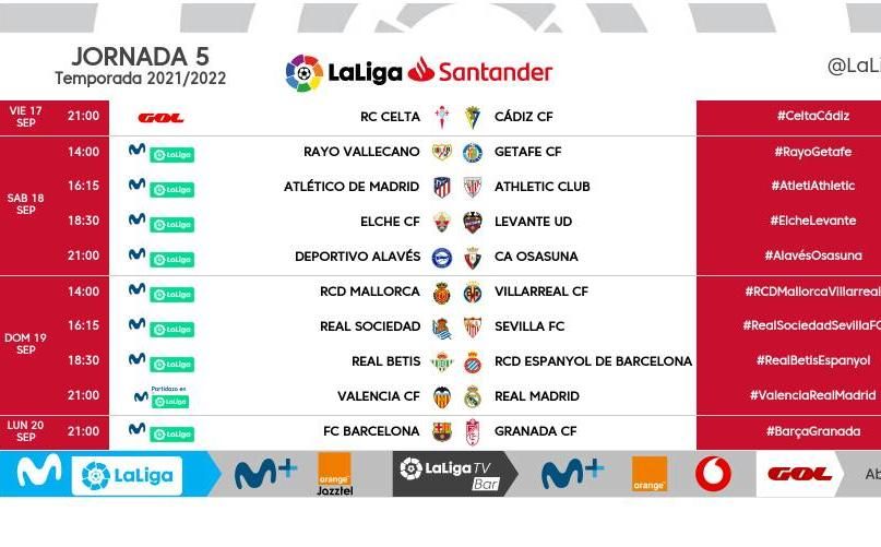 Días y horarios para el Betis en las jornadas 5, 6 y 7