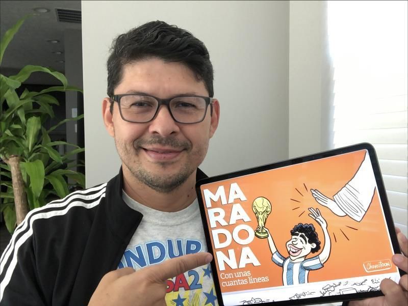 "Maradona, con unas cuantas líneas": 120 caricaturas del mejor "10"
