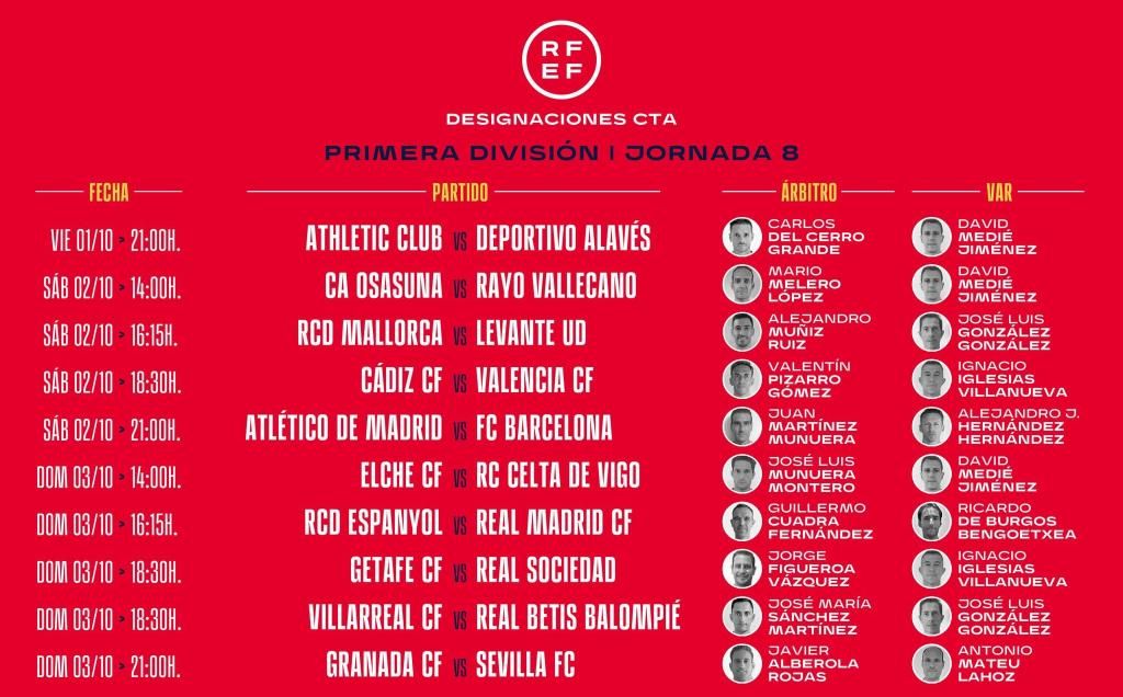 Ya se conocen los árbitros para el Villarreal-Betis, el Sevilla-Granada y el Cádiz-Valencia